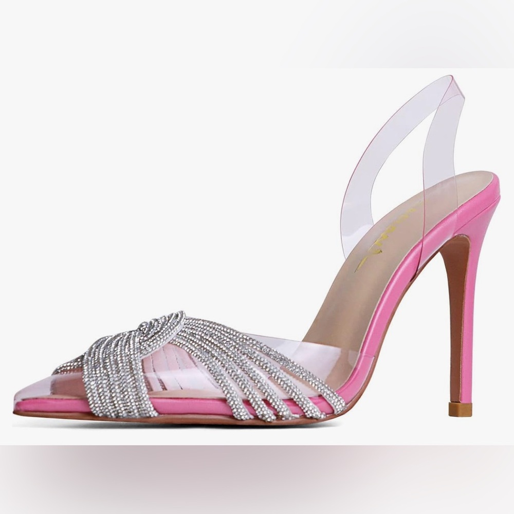 New sarawill Women's Sexy Stiletto Pumps Pointed Toe Rhinestones Slingback